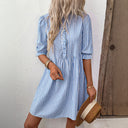 Chic Women's Dress with Stylish Button Placket & Ruffle Accents