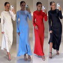 Chic Stand-Up Collar Maxi Dress for Women