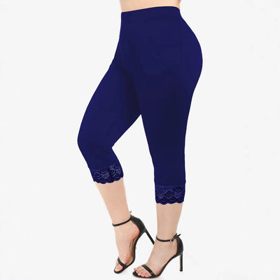 Women’s Lace-Trimmed 3/4 Leggings for Chic Style