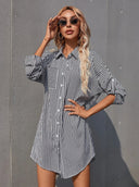 Chic Striped Women's Shirt Dress