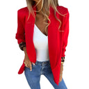 Chic Women's Blazer with Animal Print Sleeves
