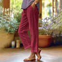 Women's Wide-Leg Linen Trousers with Pockets