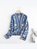 Embroidered Blouse with Ruffle Accents for Women