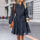 Boho Chic Women's Dress with Button Closure and Tie Belt