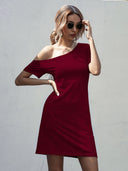 Asymmetrical Neckline Women's Dress for Effortless Style