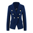Chic Women's Double-Breasted Blazer with Gold Accents