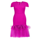 Women's Tulle Hem Dress with Statement Sleeves