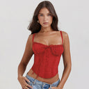 Chic Ruffled Women's Bustier Top with Adjustable Straps