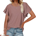 Chic Ruffle and Lace Short-Sleeve Blouse for Women