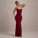 Chic Maxi Dress with Lace Accents and Deep Back