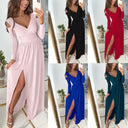 Chic Maxi Dress with Wrap and Slit
