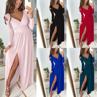 Chic Maxi Dress with Wrap and Slit