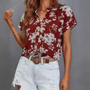 Floral Print Women's Blouse with Button Placket