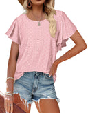 Chic Ruffle and Lace Short-Sleeve Blouse for Women