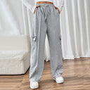 Elastic Waist Cargo Pants with Side Pockets for Women