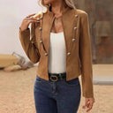 Chic Women's Blazer Jacket with Gold Buttons