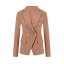 Chic Women's Double-Breasted Blazer with Gold Accents