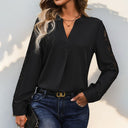 Lace Sleeve V-Neck Women's Blouse