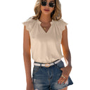 Lace Accent V-Neck Women's Blouse