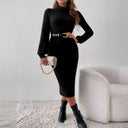 Chic Ribbed Knitted Dress for Women
