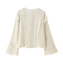 Chic Women's Blouse with Ruffle Sleeves and Stylish Back Zipper