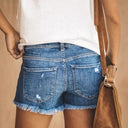 Trendy Women's Frayed Hem Denim Shorts