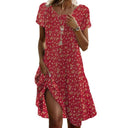 Chic Women's Asymmetrical Hem Dress with Pockets