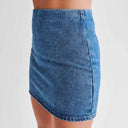 Chic Women's Denim Shirt Dress with Short Sleeves