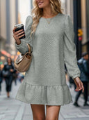 Chic Women's Puff Sleeve Ruffle Sweat Dress