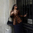 Chic Women's Blouse with Lacing and Flowing Sleeves