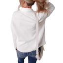 Women's Textured Oversized Blouse with Pockets