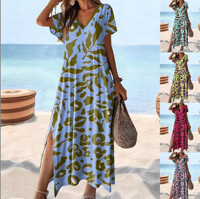 Animal Print Maxi Dress with Slit