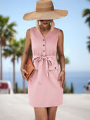 Chic Women's Dress with Belt & Pockets