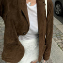 Chic Suede Women's Blazer with Handy Pockets