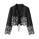 Floral Embroidered Ruffle Blouse for Women