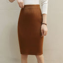 Chic Knitted High-Waisted Pencil Skirt with Ribbed Design