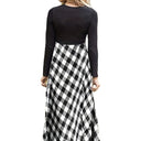 Chic Long Sleeve Maxi Dress in Modern Check