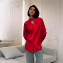 Chic Satin Blouse with Oversized Style
