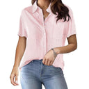 Chic Women's Short Sleeve Striped Blouse