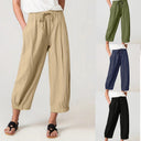 Women's Linen Pants with Elastic Waist - Modern Gathered Design
