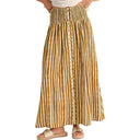 Women's Flowing Maxi Skirt with Elastic Waist and Button Details