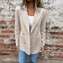 Chic Women's Double-Breasted Blazer with Stylish Button Closure