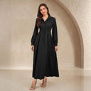 Chic Women's Shirt Dress with Flowing Skirt and Handy Pockets