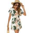 Chic Women's V-Neck Mini Dress with Drawstring