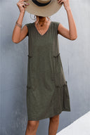 Chic Women's V-Neck Dress with Ruffle Detail