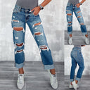 High-Waist Destroyed Boyfriend Jeans for Women
