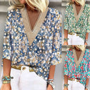 Chic Women's V-Neck Lace Blouse
