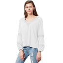 V-Neck Lace Trim Blouse for Women