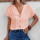 Chic Women's Blouse with Shawl Collar & Accented Buttons