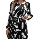 Chic Midi Dress with Balloon Sleeves & Tie Belt